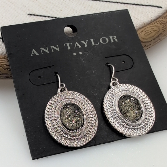 Ann Taylor Silver and Drusy Inspired Earrings + Stretch Bracelet - Picture 3 of 8